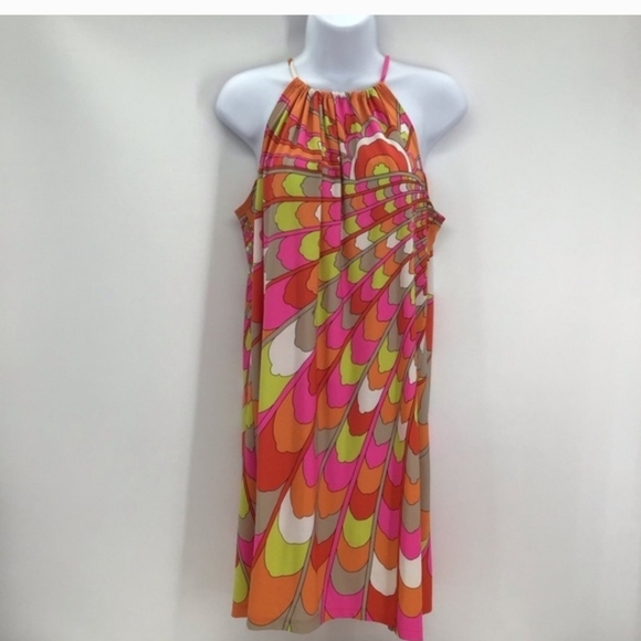 Trina Turk Dresses & Skirts - Trina Turk Retro Mod Stretch Mini Halter Summer Dress Beach Resort Pink Size 8